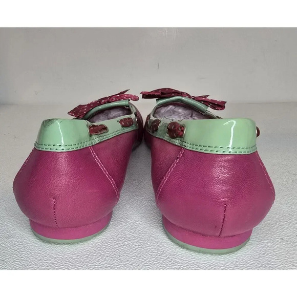 Donald Pliner Fancy Fuchsia Ballet Flats Slip-On Bow Fuchsia/Green 9.5 B - Picture 7 of 9